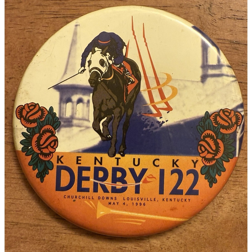 Kentucky Derby Pin Button Pinback Vintage‎ 122 Running 1996 - 3 inches
